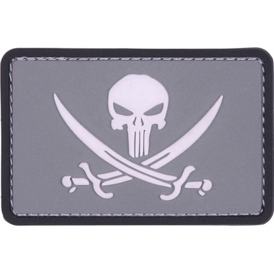 Gumená nášivka 101 Inc Pirate Punisher - sivá-biela