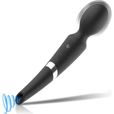 Black & Silver Beck Suction & Vibration Silicone Rechargeable Black