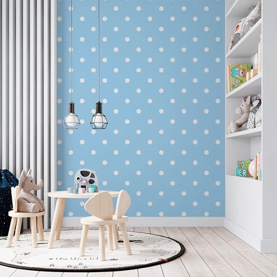 Sablio Tapeta Biele bodky na modrej, rozmery 336x220 cm