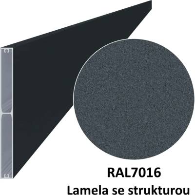 Hliníkový profil 160x16x6000 mm s povrchovou úpravou se strukturou, antracit RAL7016