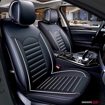 Image 1 of Paolo Комплект кожени универсални калъфи за седалки 2бр/к-т - Черно със сиво