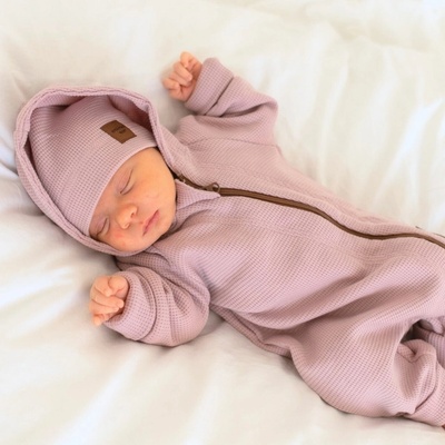 Overal na zip vaflový starorůžový – Zboží Mobilmania