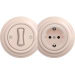 Kliklap - Ретро еднополюсен ключ № 1 и SCHUKO розетка 230 V с рамка в старо-розов цвят (KA0120E)