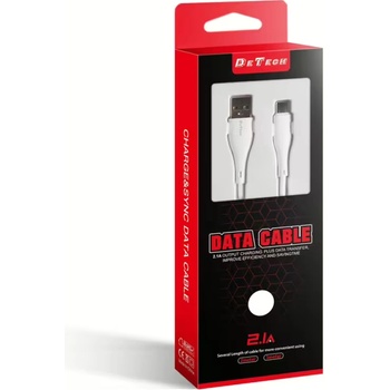 DeTech Кабел за данни DeTech DE-44M2, Micro USB, 2.0m, Бял - 40267