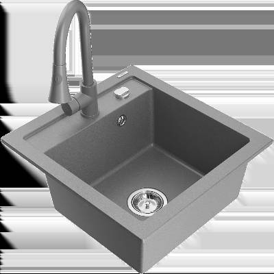 Vito гранитна мивка с 1 отделение и кухненски смесител Elia, сива (6503-71-670101-71)