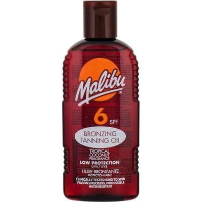 Malibu Bronzing Tanning Oil SPF6 водоустойчиво бронзиращо слънцезащитно масло с аромат на кокос 200 ml