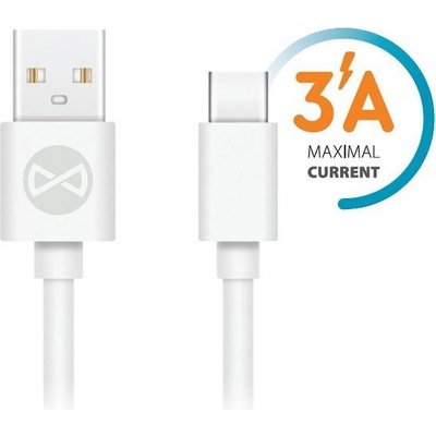 Forever Кабел Forever - 8569, USB-A/USB-C, 1 m, бял (8569)