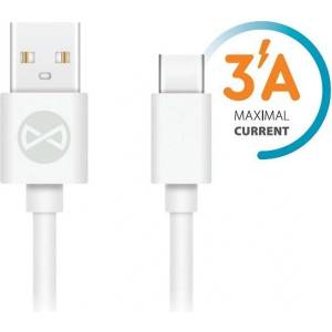Forever Кабел Forever - 8569, USB-A/USB-C, 1 m, бял (GSM106364)