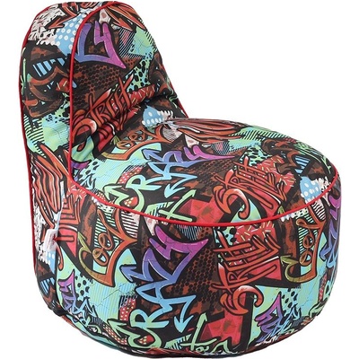 PUFRELAX Пуф, стол, 200л. , OK Junior, Street art, Водоустойчив, Перящ се калъф, Пълнеж от Полистиролни перли, принт, 8482 (PUF-G-OKJ-TEXP-STR)