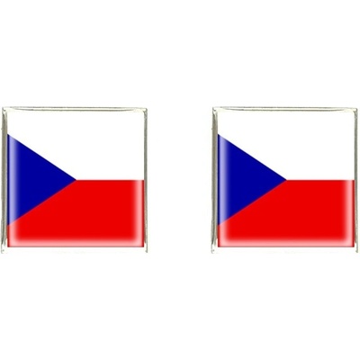 LMK manžetové knoflíčky Vlajka Česká republika čtverec – Zboží Dáma