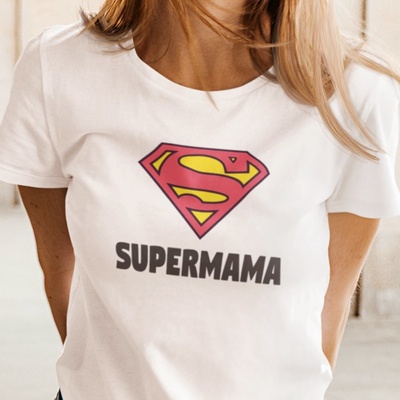 Tričko s potlačou SUPERMAMA Dámsky biela