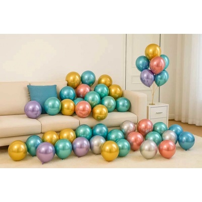 PartyDeco Balonky latex mix barev 30 cm metalické