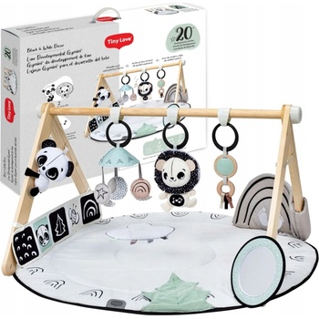 TINY LOVE VZDĚLÁVACÍ PODLOŽKA S DŘEVĚNÝM STOJANEM ČERNOBÍLÁ