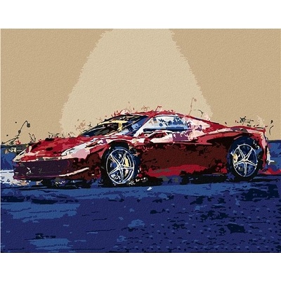 zuty Malování Podle Čísel Červené Abstraktní Auto Ferrari 40 x 50 Cm Plátno Rám
