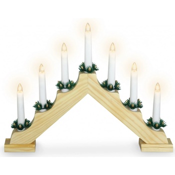 M.A.T. svícen vánoční el. 7 svíček jehlan dřev.přírodní do zásuvky