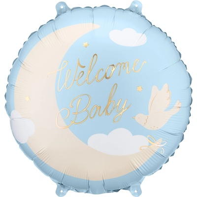 PartyDeco Balónek fóliový "Welcome home" modrý 35x35 cm