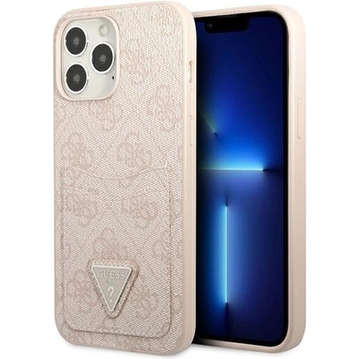 GUESS Кейс Guess GUHCP13LP4TPP за iPhone 13 Pro / 13 6.1", розов / розов, твърд, 4G Triangle Logo Cardslot (3666339047740)