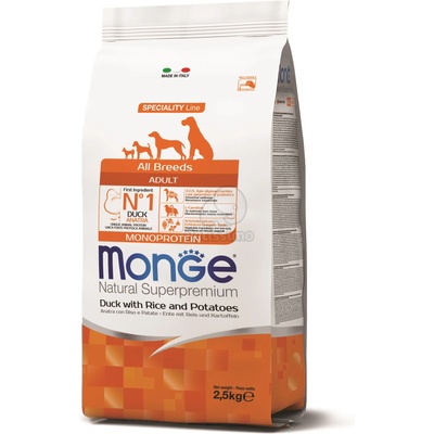 Monge Speciality Line All Breeds Adult Monoprotein суха храна за кучета - патешко, ориз и картофи 2, 5 кг