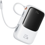 Baseus Външен батериен пакет Lightning, 2x Type-C, USB, 22.5W, 10000mAh + Type-C кабел - Baseus Qpow Pro+ (P10067101213-00) - Бял
