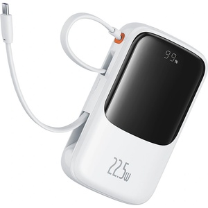 Baseus Външен батериен пакет Lightning, 2x Type-C, USB, 22.5W, 10000mAh + Type-C кабел - Baseus Qpow Pro+ (P10067101213-00) - Бял