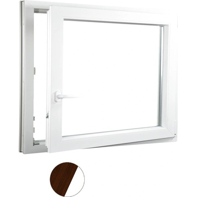 Aluplast plastové jednokřídlo 1300 x 1000 mm Tmavý dub/bílá, Pravé, Trojsklo Ug= 0,7