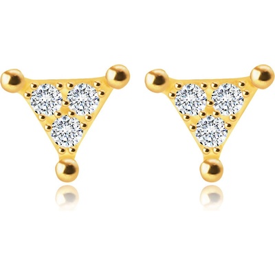 Šperky Eshop diamantové puzetové ve žlutém zlatě trojúhelník s čirými brilianty BT506.54