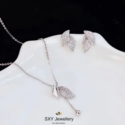 SXY Jewellery Дамски комплект с циркони "Сребърни листа" | yl4981