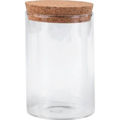 Skleněná lahvička / dóza s korkem transparent 1 lahv.