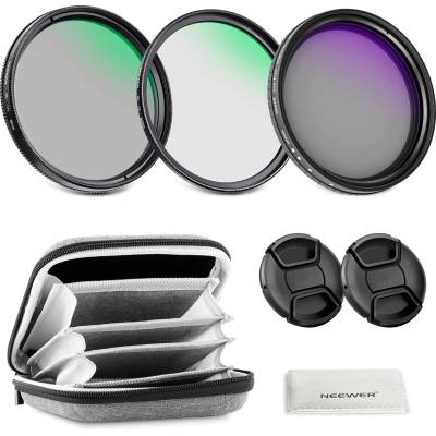 NEEWER 82 mm variable ND+CPL+UV filter set, pack of 3, multi-coated gray filter (ND2-400) circular polarization filter camera lens polarizing filter, photo accessories with carrying case lens caps - NW