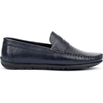 Мъжки мокасини от естествена кожа в тъмно синьо