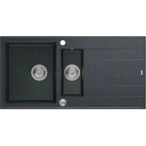 Quadron Вградена композитна мивка Quadron Unique Evan 156 диамантено черна - неръждаема стомана 100x50 см (HQE5510050U8_BS_P2O) Мивка за вграждане