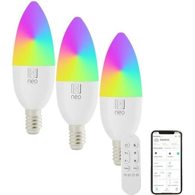 IMMAX Smart LED žiarovka E14 6W RGB + CCT NEO 07716CDO WiFi Tuya sada 3ks