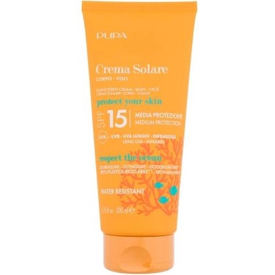 PUPA Sunscreen Cream SPF15 водоустойчив слънцезащитен крем за тяло и лице 200 ml