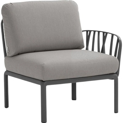 NARDI Šedý látkový zahradní koncový modul Komodo s tmavě šedou podnoží