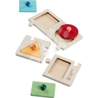 Eichhorn Drevené vkladacie puzzle Montessori Teaching Puzzle Shape, 8 dielikov so 4 tvarmi od 12 mes