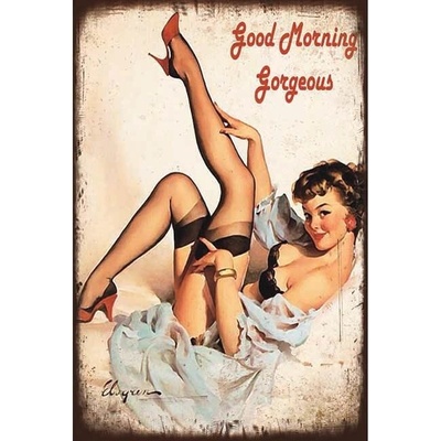 Ceduľa sexi žena good morning