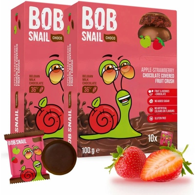 Šnek BOB v mléčné čokoládě jablko jahoda 2× 100 g