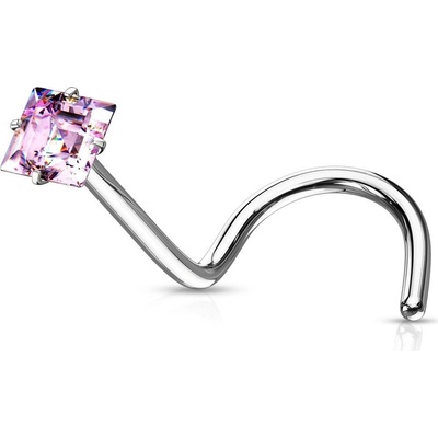 Šperky4U zahnutý piercing do nosu čtvereček N0137C