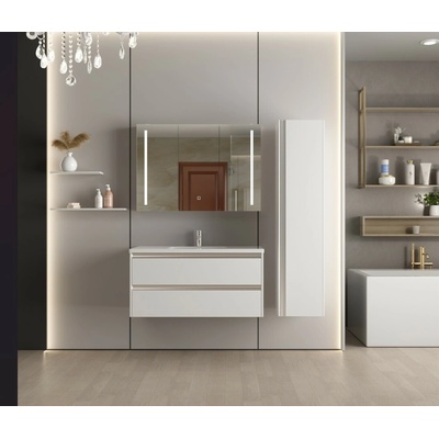 Erga Hana, zrkadlová galérka s LED osvetlením 100x70cm s integrovanou zásuvkou, biela, ERG-V05-HANA-1070-WH