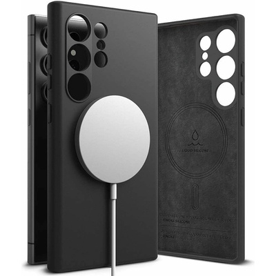 Ringke Liquid Silicone Magnetic Case - силиконов (TPU) калъф с MagSafe за Samsung Galaxy S24 Ultra (черен)