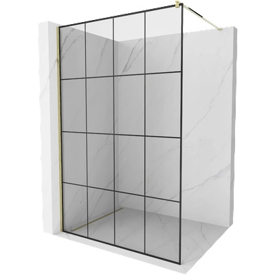 Mexen Kioto стенна душ кабина Walk-in 140 x 200 см, черна решетка 8 мм, златна - 800-140-101-50-77 (800-140-101-50-77)