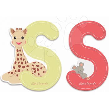 Janod drevené písmeno S Sophie The Giraffe béžové červené
