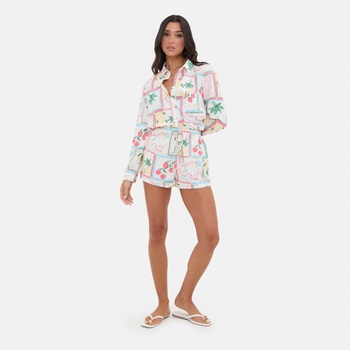 I Saw It First Printed Crepe Short - Cream