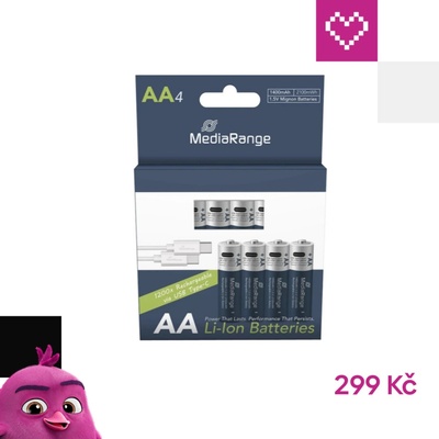 MediaRange nabíjecí USB-C 1400 mAh 4ks MRBAT161 – Zboží Živě