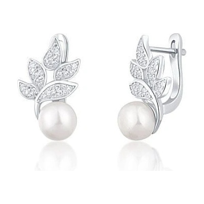 JwL Luxury Pearls prekrásne strieborné náušnice s pravými perlami a zirkónmi JL0719