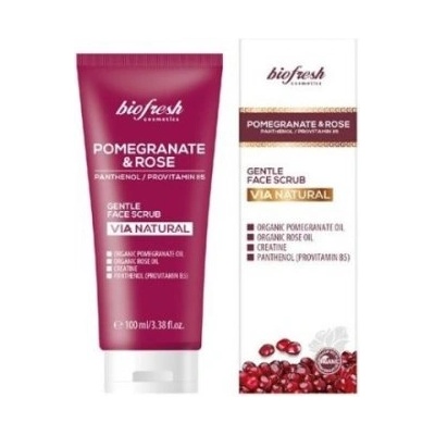 Biofresh Cosmetics Via Natural - Ексфолиант за лице с нар и роза 100мл