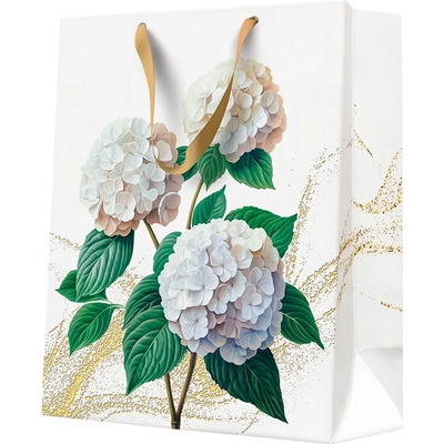 Darčeková taška kraft large 26,5x33,5x13 cm Romantic White Hydrangeas
