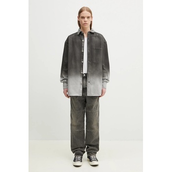 Marcelo Burlon Дънкова риза Marcelo Burlon Gradient Denim Overshirt Black White мъжка в сиво със свободна кройка с класическа яка CMYE01DS25DEN0011001 (CMYE01DS25DEN0011001)