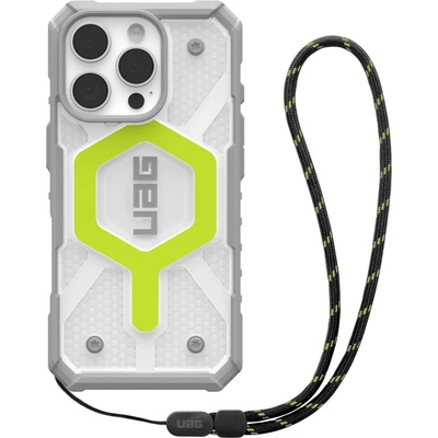 Urban Armor Gear Калъф за iPhone 16 Pro Max - UAG Pathfinder Clear MagSafe - Active Neon Lanyard
