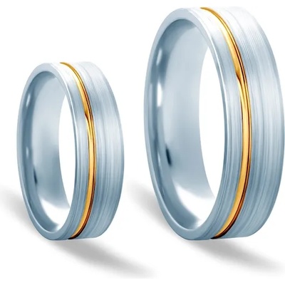 SAVICKI Сватбени халки: двуцветно злато, плоски 6 мм